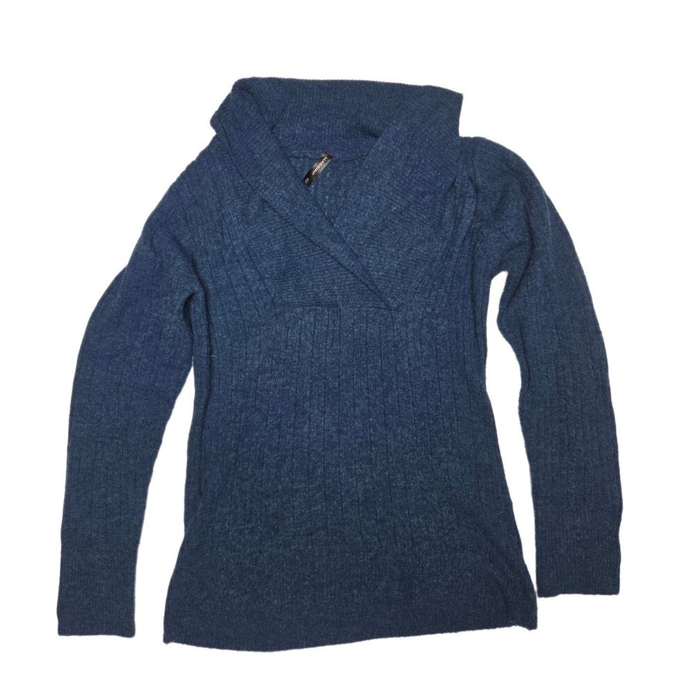 Massini Women Blue Heather Cowl Neck Long Sleeve Knit Sweater Size XL